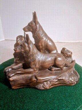 Jennings Brothers Police German Shepherds Bronze Bookends Sculpture 1922